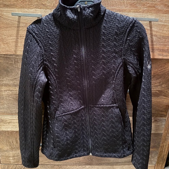 Women's Spyder Black Knit Textured Jacket - Picture 1 of 7